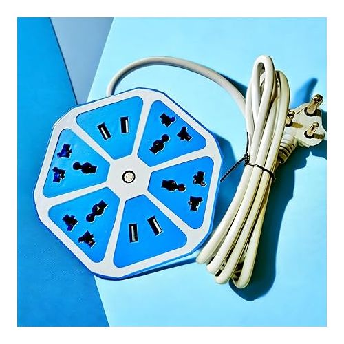 Zapatilla Hexagonal Enchufes 4 Toma Corriente 2 Usb Hub 220v