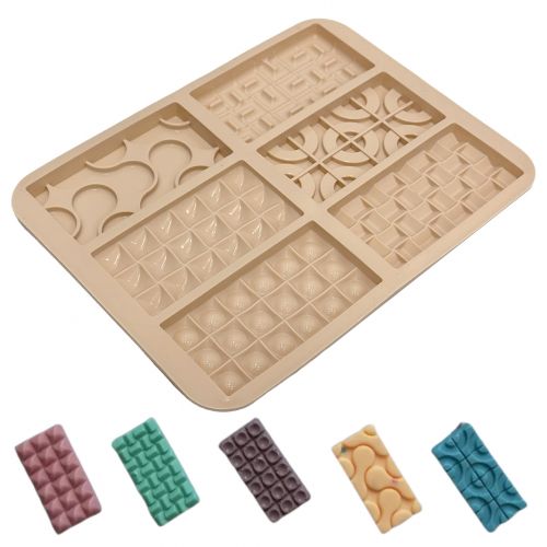 Molde Tabletas Chocolates C/texturas Silicona 6 Modelos