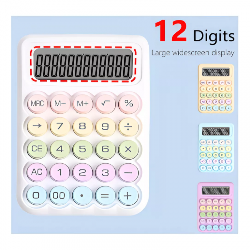 Calculadora Teclas Redondas 12 Digitos Blanco