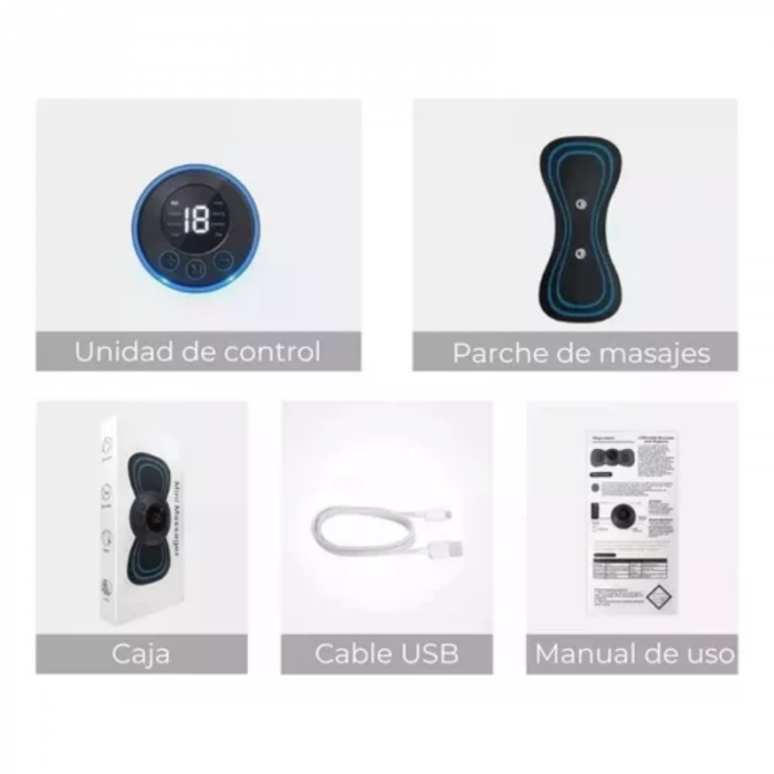 Mini Masajeador De Cuello Espalda Electrodos Recargable